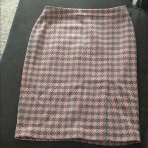 Talbots Pink and Grey Houndstooth Pencil Skirt - 8